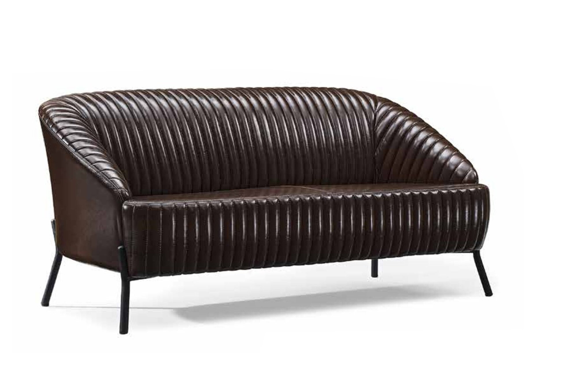 Dunkelbraunes Ledersofa Luxuriöse Wohnzimmer Polstercouch 2-Sitzer Neu