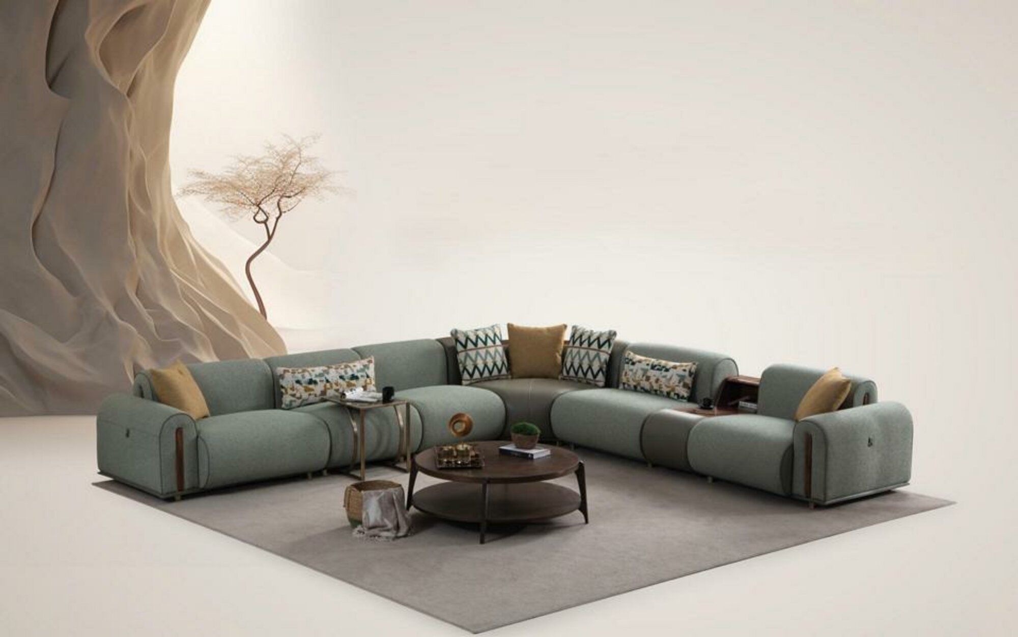 Stilvolles Ecksofa Designer Wohnzimmer Couch L-Form Edle Polstercouch