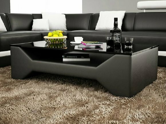 Sofatisch Design Tisch Wonzimmer Glas Kunstleder Sofa Couch Tische Sofort