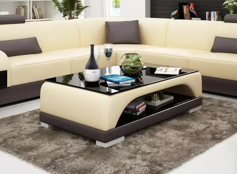 Ledertisch Couchtisch Glastisch Sofa Beistell Moderner Gepolsterte Tische Sofort