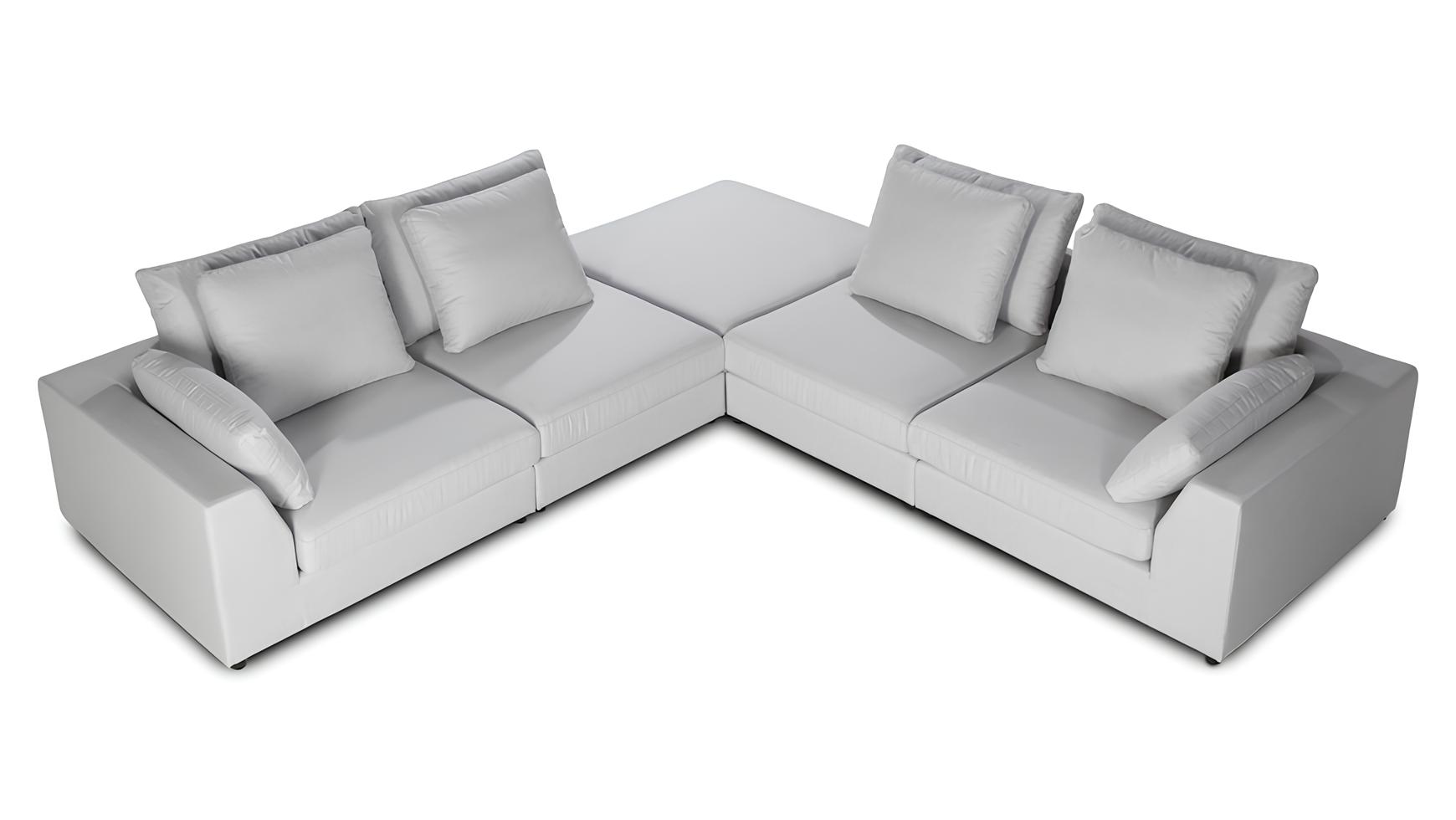 Ecksofa L-Form Sofa Couch Design Polster Modern Textil Weiß Stoff Eck Garnitur