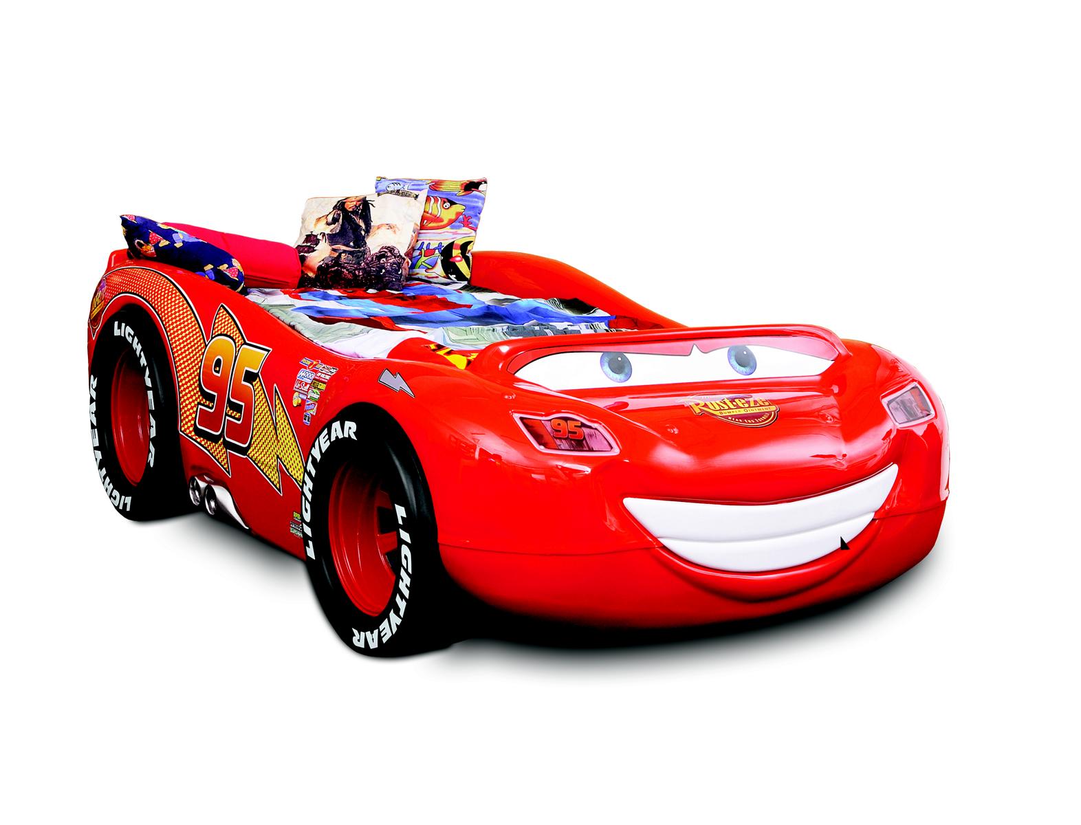 Rennwagen Auto Bett mit Matratze Kinderbett mit Led Autobett McQueen Disney Cars