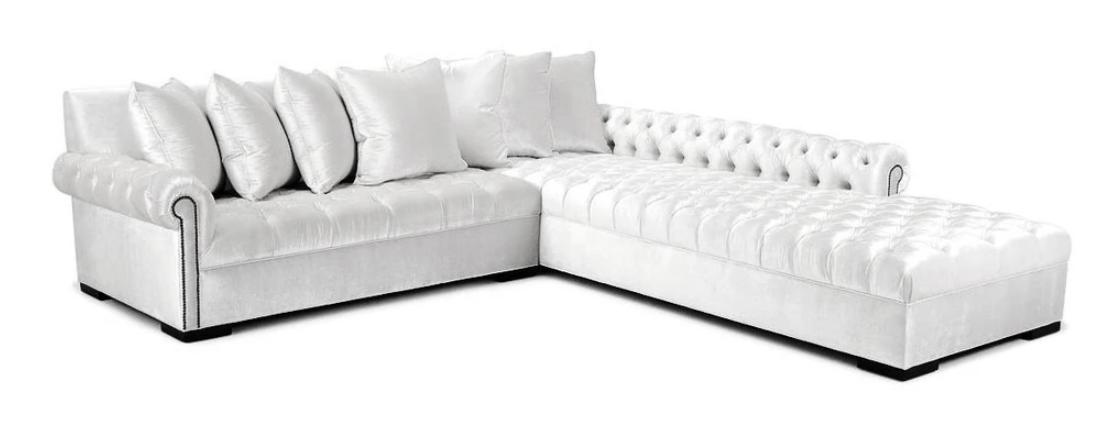 Weiße Ecksofa Sofa Stoff Chesterfield Design Couchen Polster Sofas Luxus Möbel