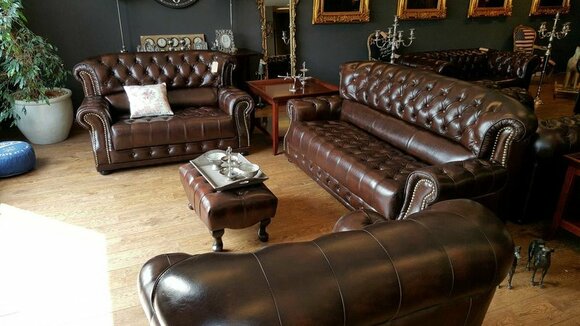 Chesterfield Vollleder 3+2+1 Sofagarnitur Couch Polster Sitz Garnitur Arlington