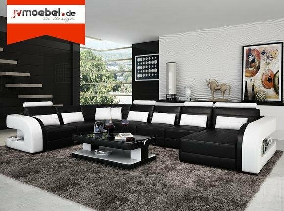 XXL Big Wohnlandschaft Sofa Couch WOHNZIMMER Polster Eck Leder Sofa Garnitur