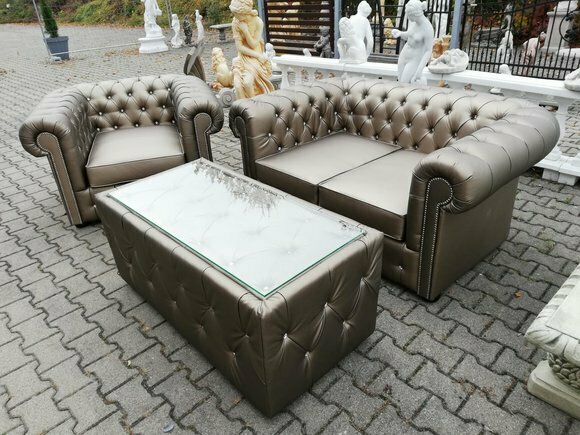 Design Chesterfield Sofagarnitur 2+1 + Couchtisch Couch Polster Gold