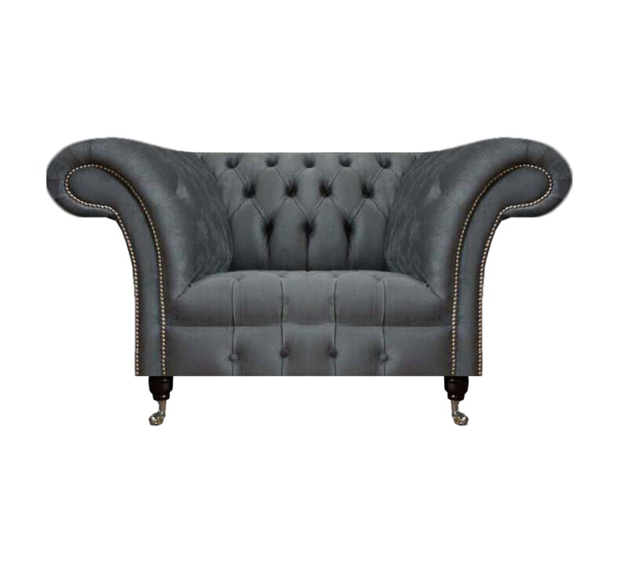 Chesterfield Moderner Grauer Sessel Designer Wohnzimmer Edler Lehnsessel