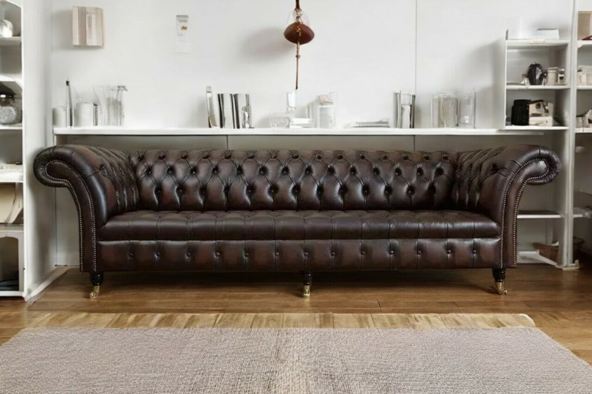 XXL Big Wohnzimmer Couch Chesterfield 4 Sitzer Sofa Couchen 100% Leder Sofort