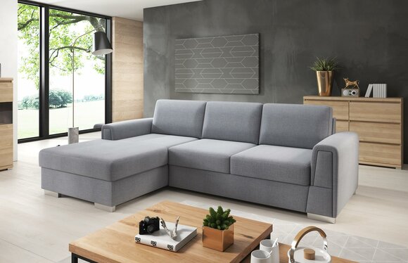 L förmiges Ecksofa   Sofa mit Bettfunktion   Graues Sofa   jvmoebel.de