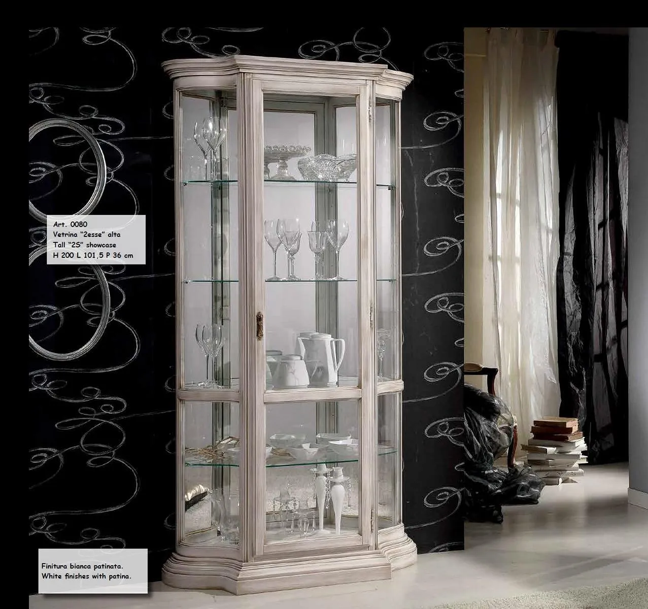 Vitrine Glasschrank Weiß Luxus Italienische Möbel Vitrinen Wohnzimmer