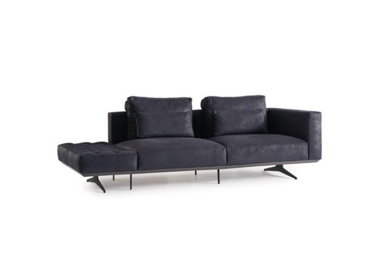 Design Sofagarnitur 3 Sitzer Textil Couch Polster Sofa Couchen Schwarz