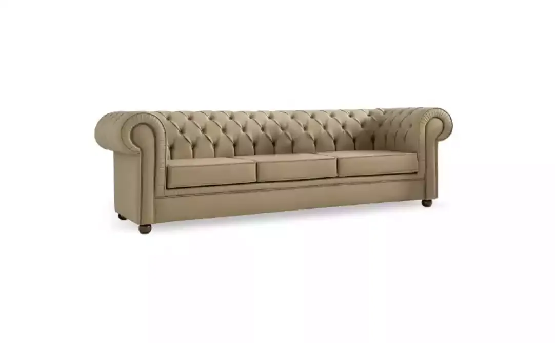 Beiger Chesterfield Dreisitzer Büromöbel Sofa Polstersofas Luxus Möbel