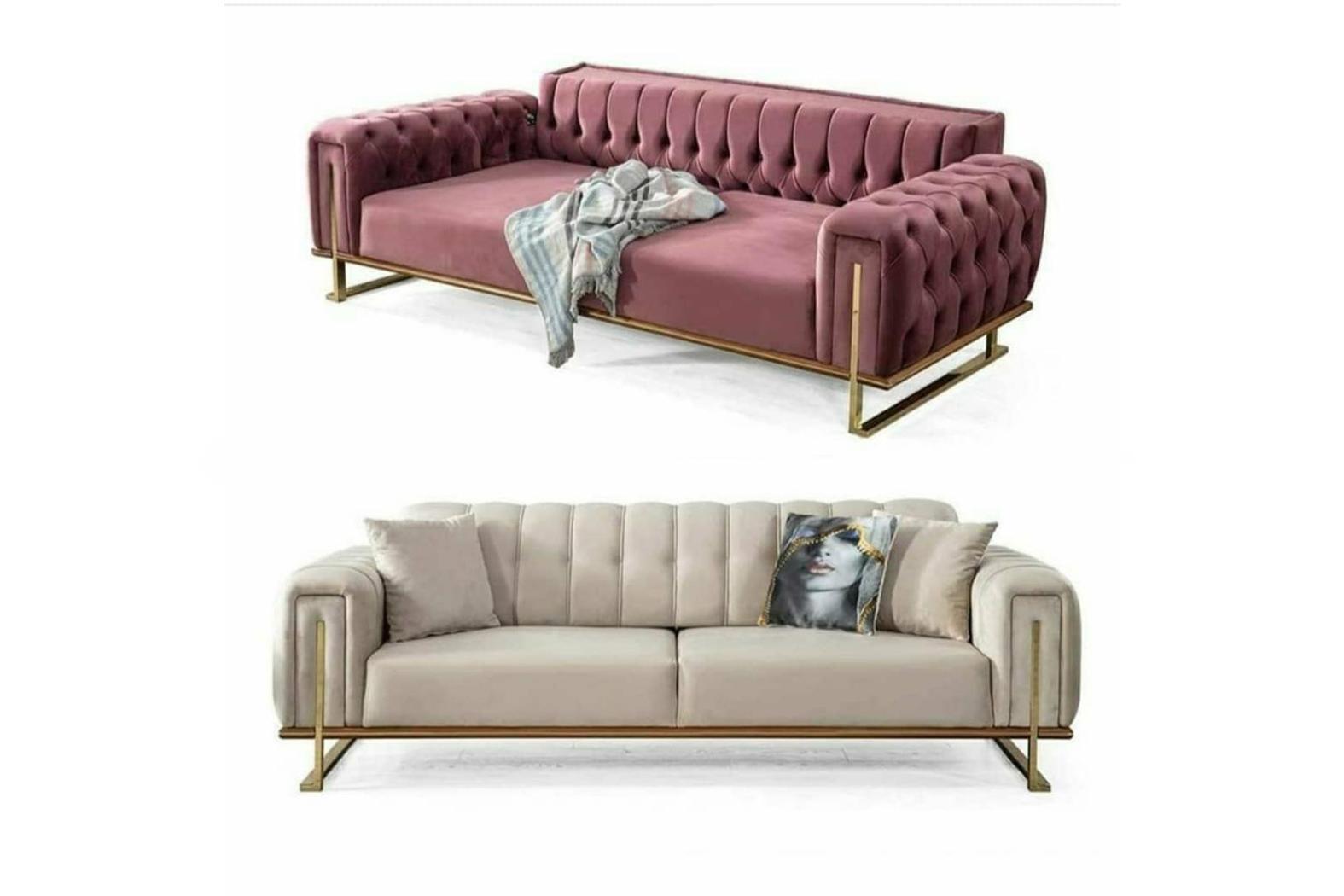 Rosa Chesterfield Sofa Wohnzimmer Dreisitzer Polster 3-Sitzer Couch