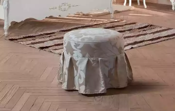 Designer Luxus Fußhocker Runder Polster Pouf Sitzhocker Textil Möbel