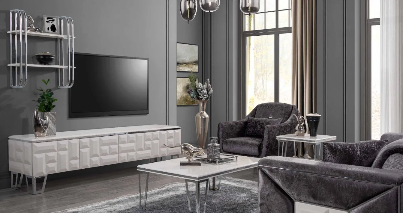 Wohnwand TV Wand Modern Stil Regal Wohnzimmer Möbel rtv tv Ständer