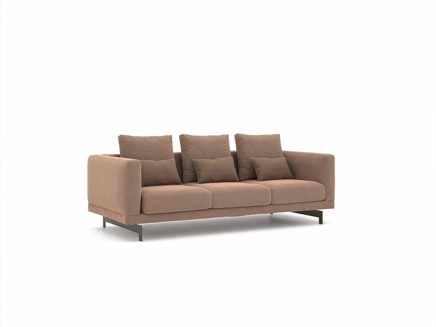 Wohnzimmer Braun Dreisitzer Sofa Couch Luxus Polstermöbel Design Textil