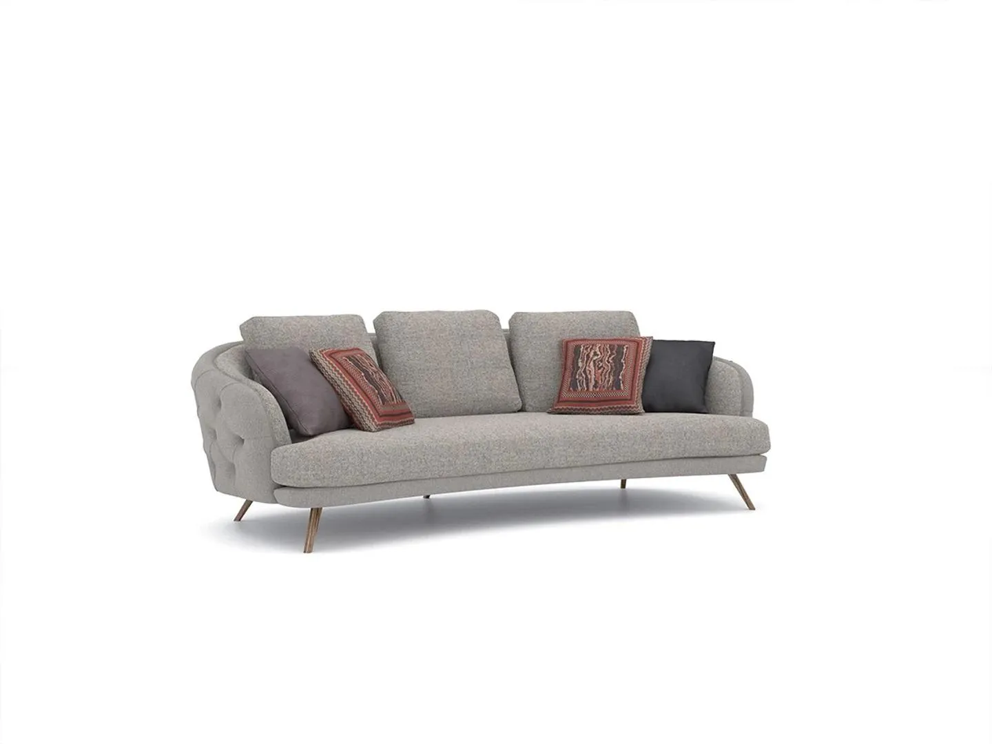 Wohnzimmer Sofa Dreisitzer Chesterfield Grau Polstermöbel Designer