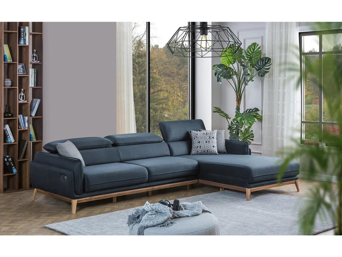 Designer Wohnzimmer Sofas L-Form Einrichtung Polstermöbel Schwarz Ecksofa