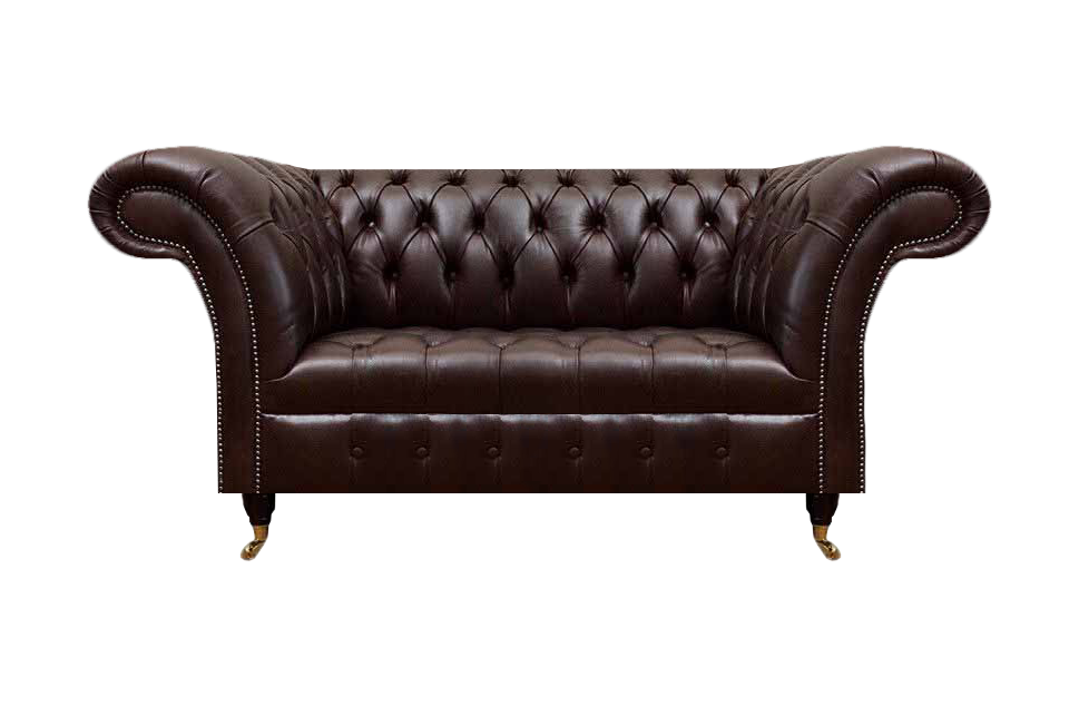 Braunes Chesterfield Ledersofa Designer Kunstledercouchen Zweisitzer