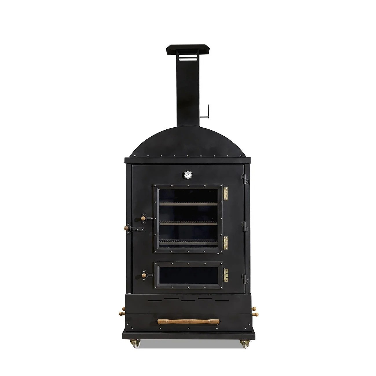 Gartenofen in Schwarz aus Holz und Edelstahl modern robust