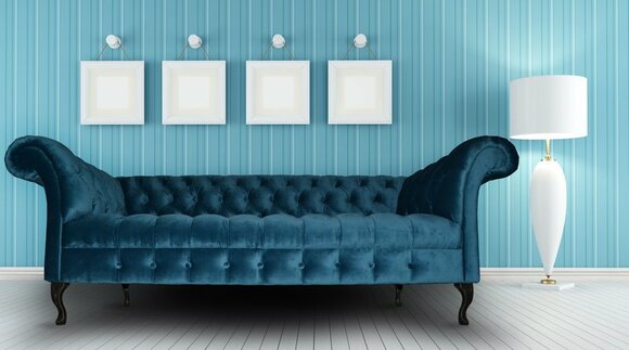 Chesterfield Sofa Polster Designer Couchen Sofas Blau Garnitur Textil Stoff