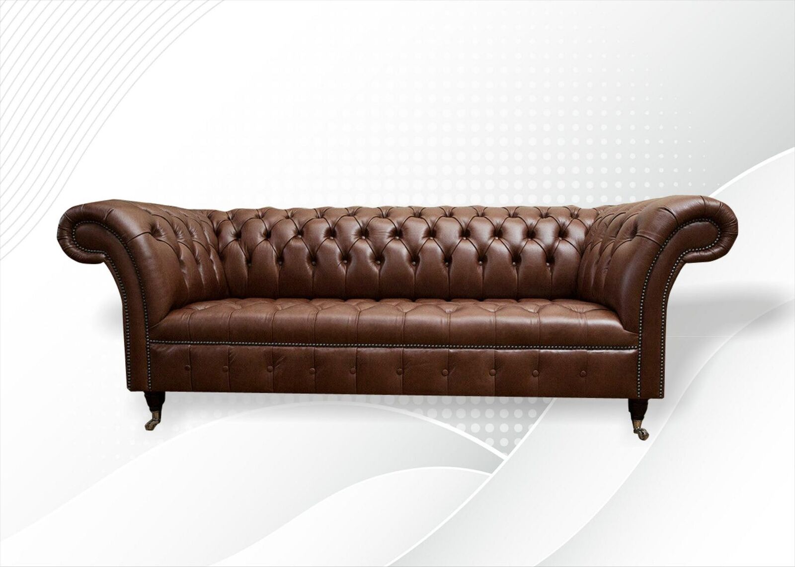 Chesterfield Polster Sofas Klassische Leder 3Sitzer Sofa Braun 100% Leder Sofort