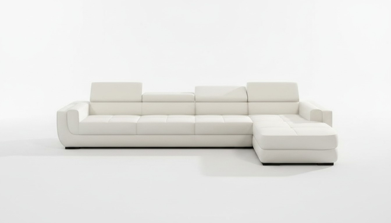 Ecksofa Ledersofa USB Wohnlandschaft L Form Sofa Polster Sitz Ecke Tettau Weiß