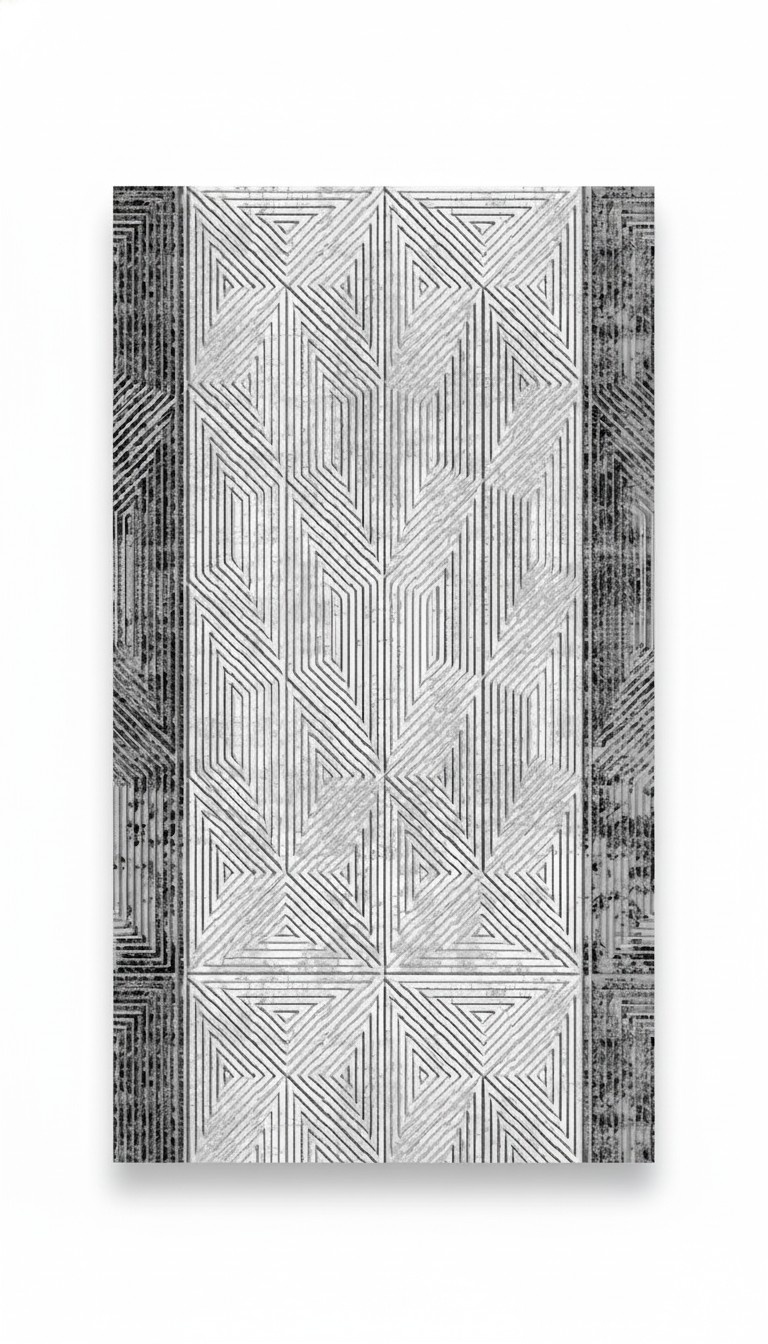 Geometrisches Muster Design Teppich Kurzflor Flur Foyer Grau Schwarz Teppiche