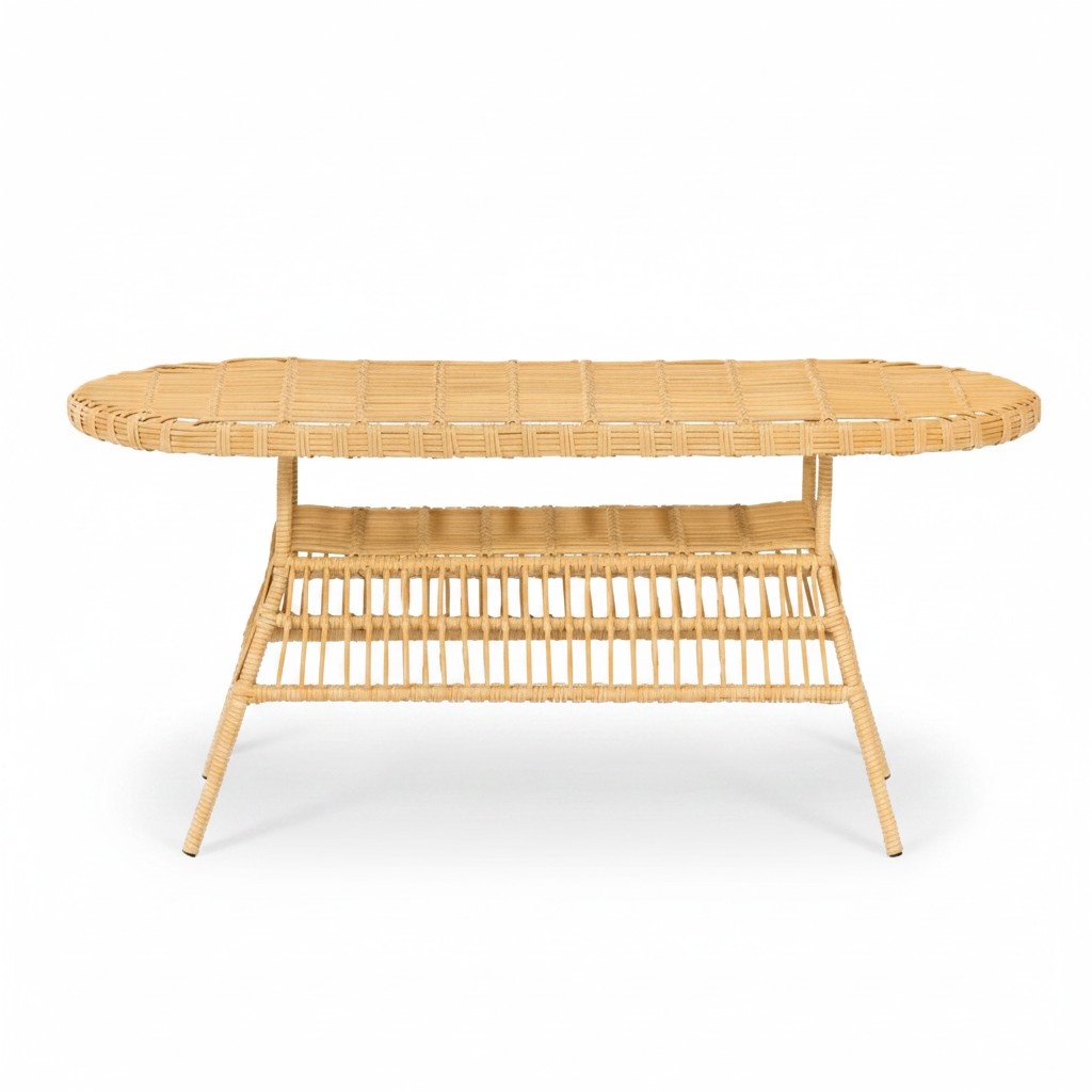 Hochwertiges Esstisch Rattan GartenMöbel Terrasse Balkon Luxus Design Beige