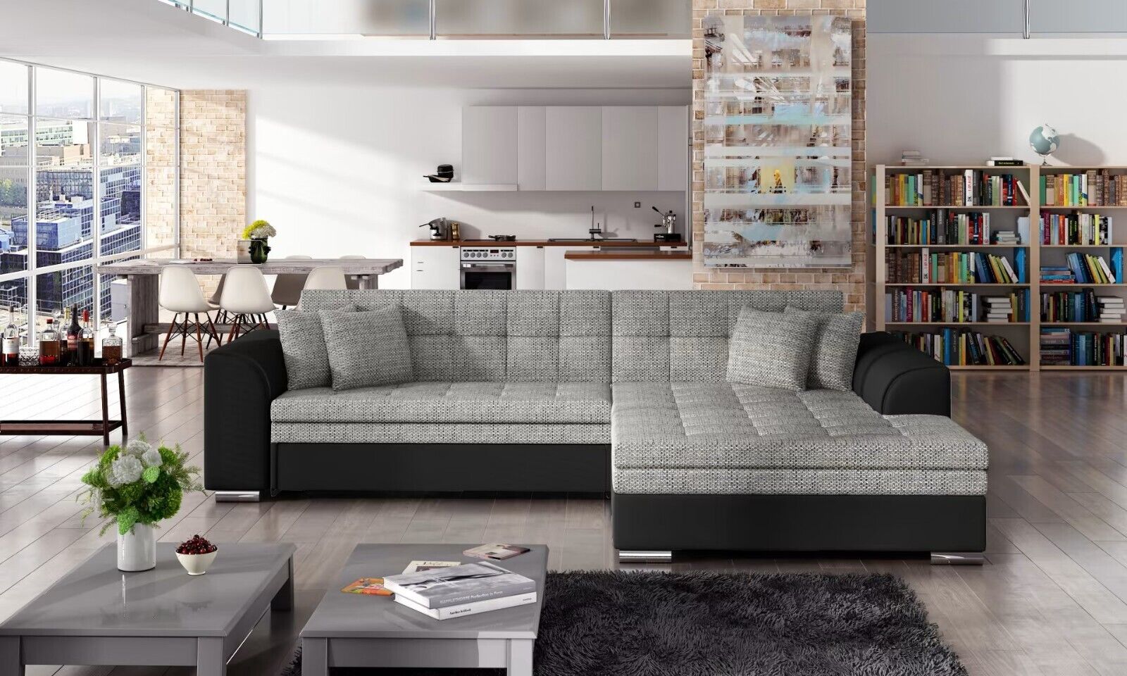 Ecksofa Schlafsofa Bettfunktion Couch Textil Polster Sofas Sofort