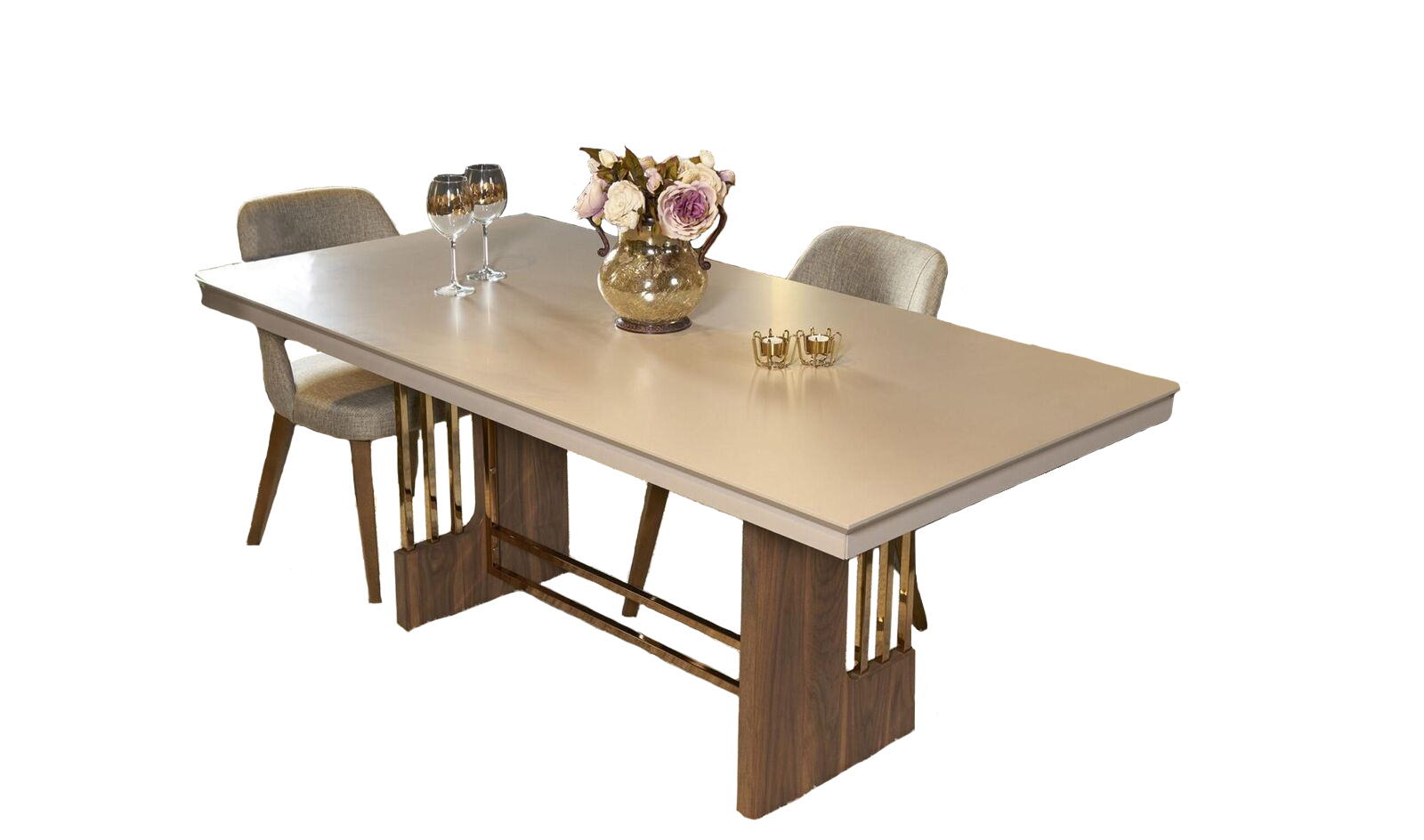 Esszimmer set Modern Beige Esstisch + 4x Stühle Tisch Holz 5tlg Neu Sofort