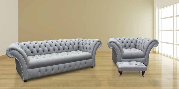 Chesterfield Sofagarnitur Sofa Couch Polster Design Textil Hocker