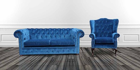 Sofagarnitur Chesterfield Polster Couch Sofa Textil Garnitur Ohrensessel