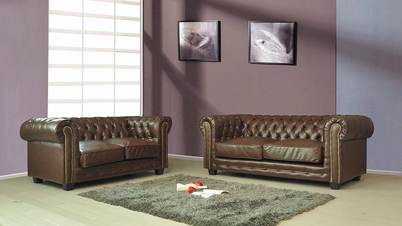 Chesterfield Couch Polster Sofas Sofa Couchen Leder Sofagarnitur 3+2