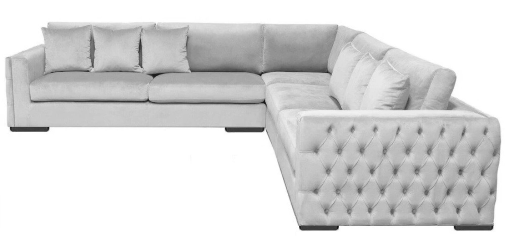 Ecksofa Silber Couch Eckgarnitur Polster Wohnlandschaft Samt Stoff Möbel Design