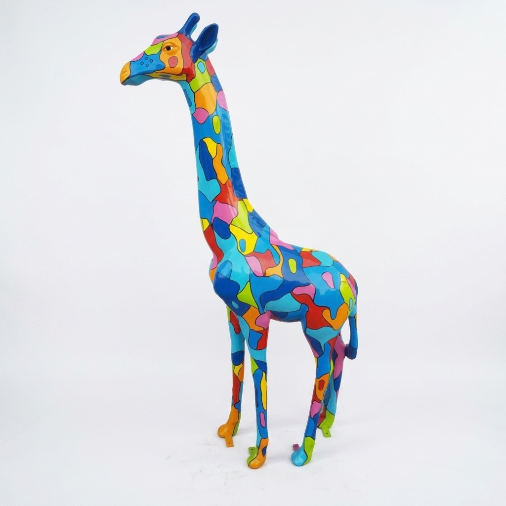 Moderne Skulptur Giraffe Dekoration Figur Kunststoff Statuen Deko
