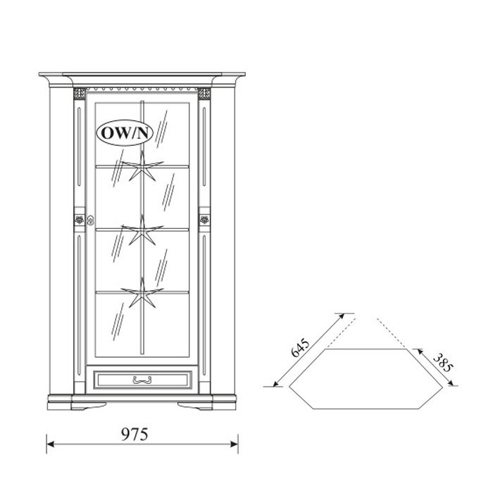 Klassische Glasvitrine Vitrinenschrank Vitrinen Glasschrank Schrank Kolonial