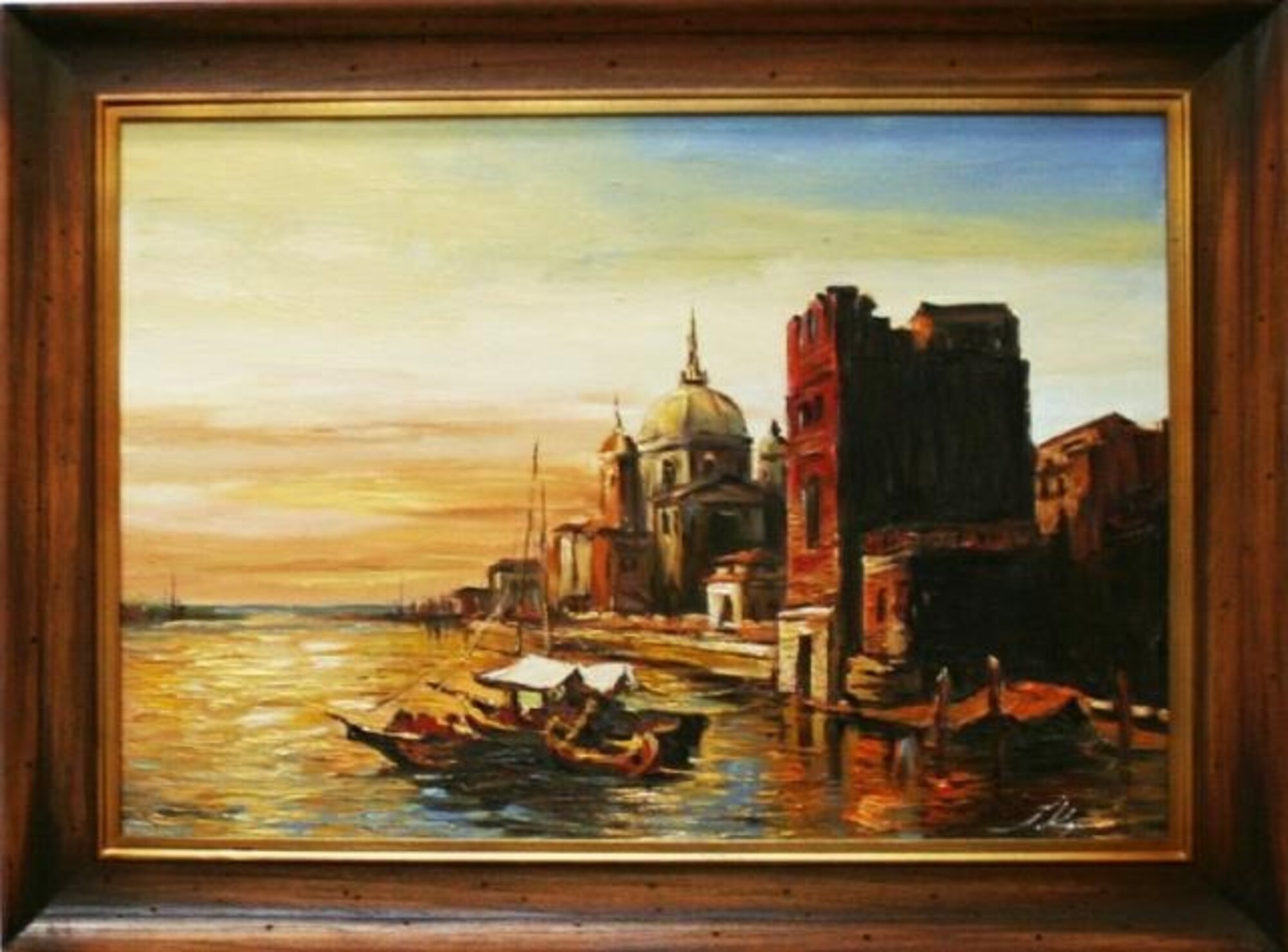 Venedig Klassisches Gemälde Ölbild Bild Bilder Echt Holz Rahmen 02594 Neu SOFORT