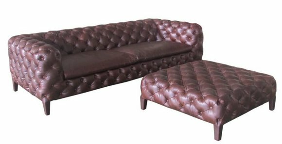 Chesterfield Designer Polster Sofa Couch 3 Sitzer Leder Stil Luxus