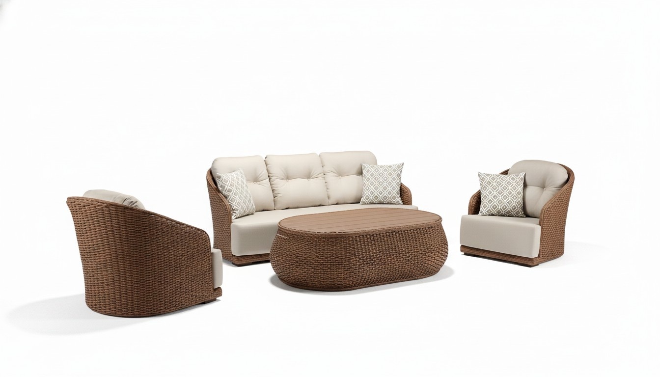 Rattanmöbel Outdoor Balkonmöbel Terrassenmöbel Gartenmöbel Sitzgarnitur 4tlg.