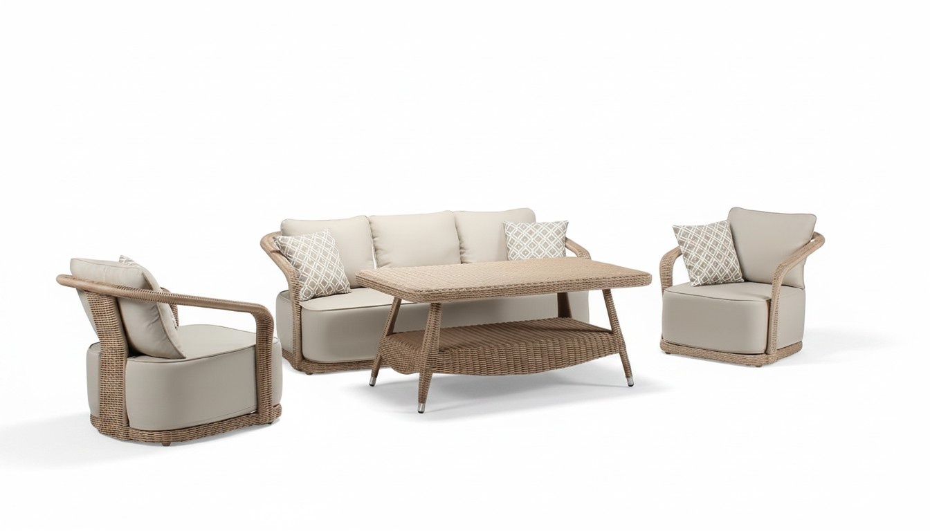 Rattanmöbel Outdoor Balkonmöbel Gartenmöbel Sitzgarnitur Terrassenmöbel 4tlg.