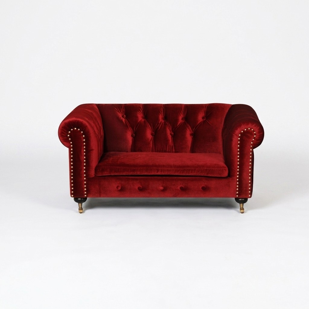 Rote Barock Sofa Couch - Chesterfield Stoff 2 Sitzer Leder Textil