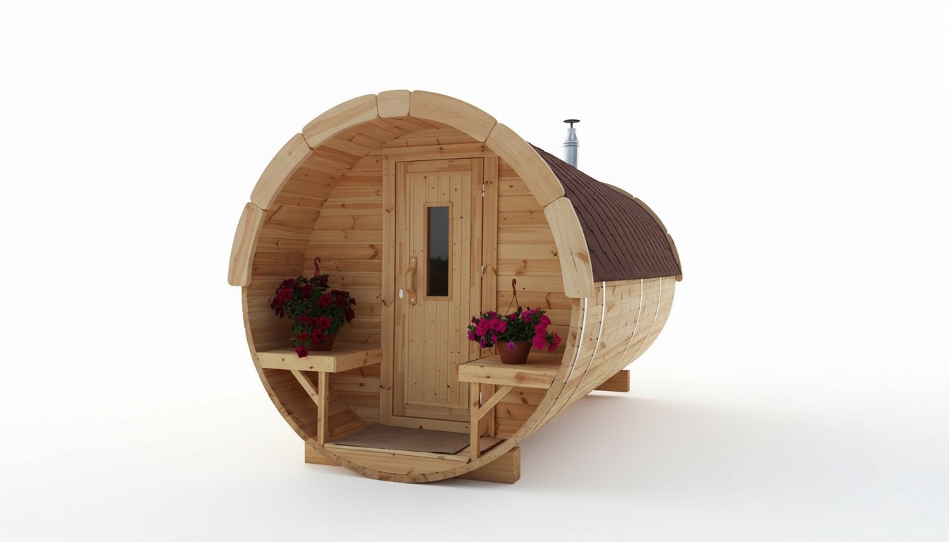 Sauna Fass Holzsauna 590 x Ø 1,97 m Fasssauna Saunafass Gartensauna Saunas