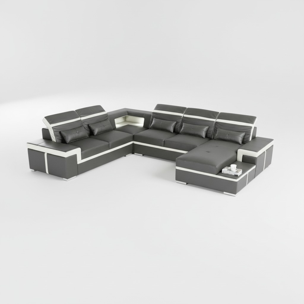 Sofas U Form Sofa Couch Polster Garnitur Wohnlandschaft Design Ecksofa Leder Neu