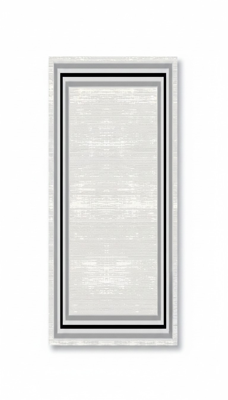 Teppich Bodenteppich Kurzflor Bordüre Ornament Grau Schwarz Flur Foyer Teppiche