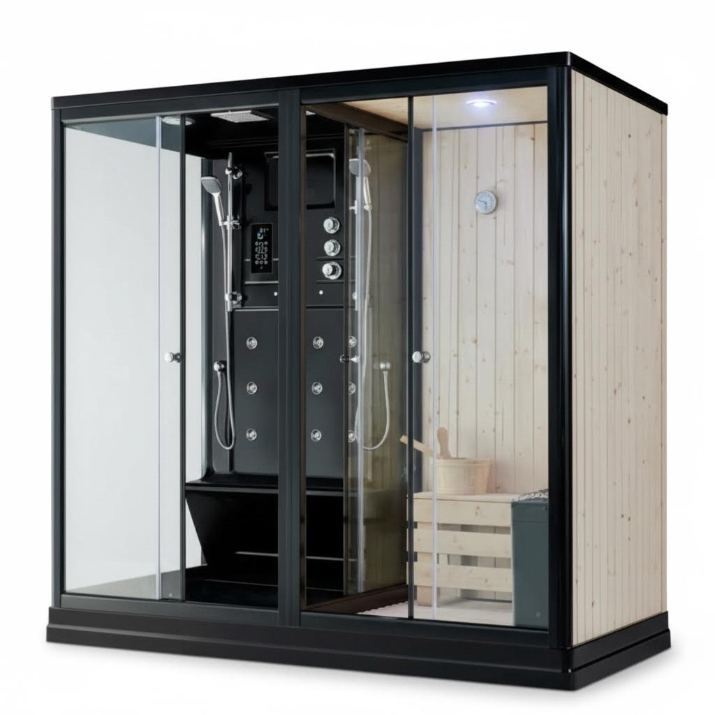 Trockensauna Lichtsauna Sauna Saunakabine Saunaraum Massivholzsauna 220x120 cm
