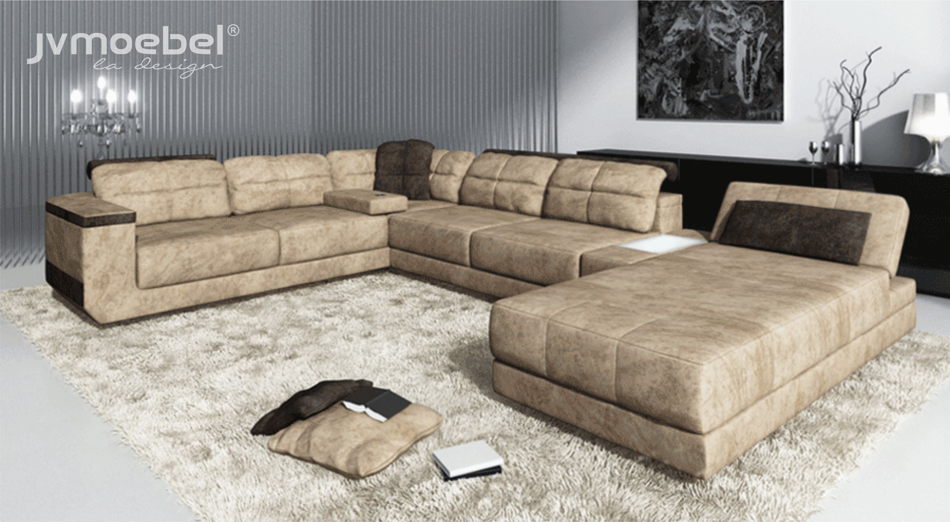 Ecksofa Ledersofa Designersofa U Form Neu   jvmoebel.de