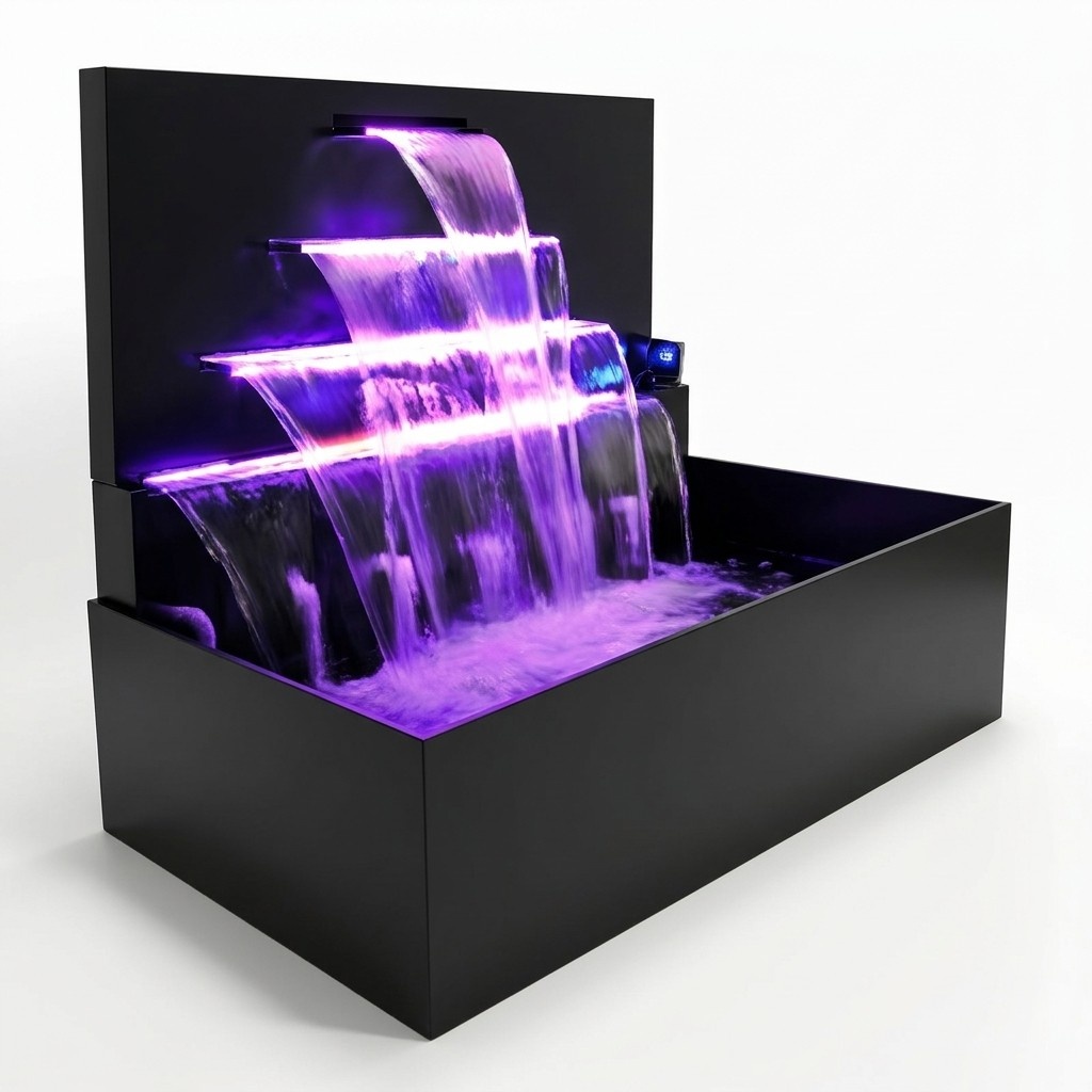 Wasserfall Brunnen Pool Anlage Edelstahl Wasserspiele Schwimmbecken