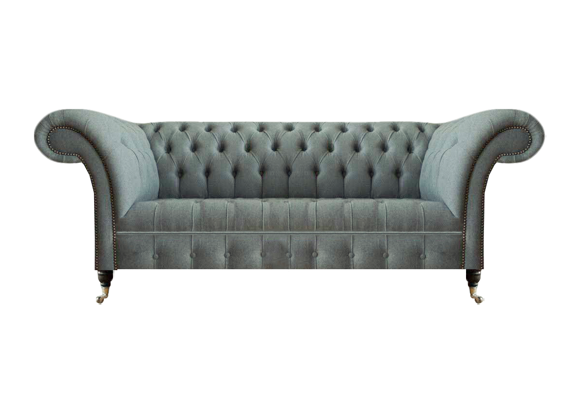 Wohnzimmer Luxus Sofa Einrichtung Chesterfield Grau Textil Dreisitze Couch