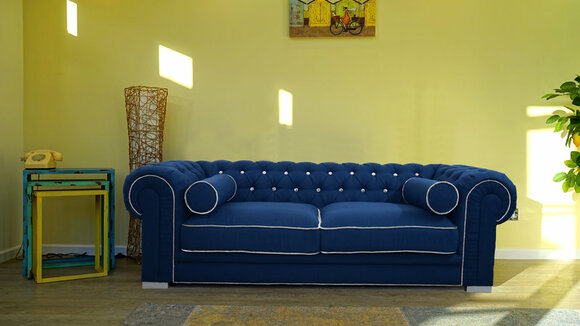 Chesterfield Sofa 3 SITZER Polster Designer Couchen Sofas Blau Garnitur SL